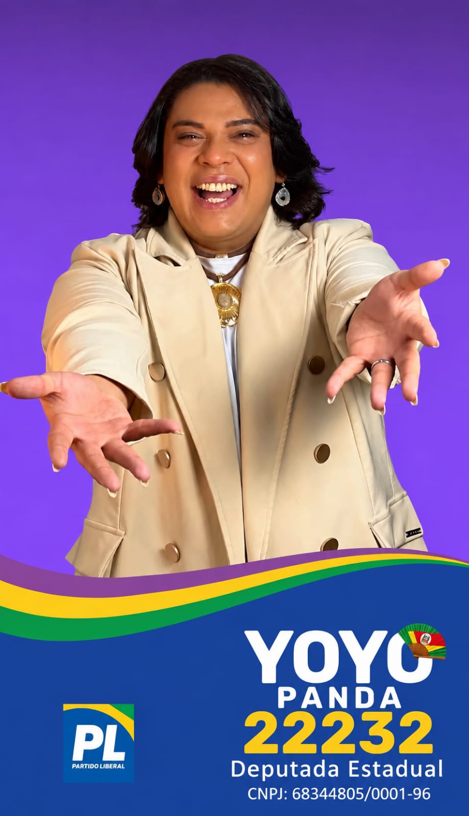Yoyo Panda de braços abertos - campanha 22.232 Deputada Estadual
